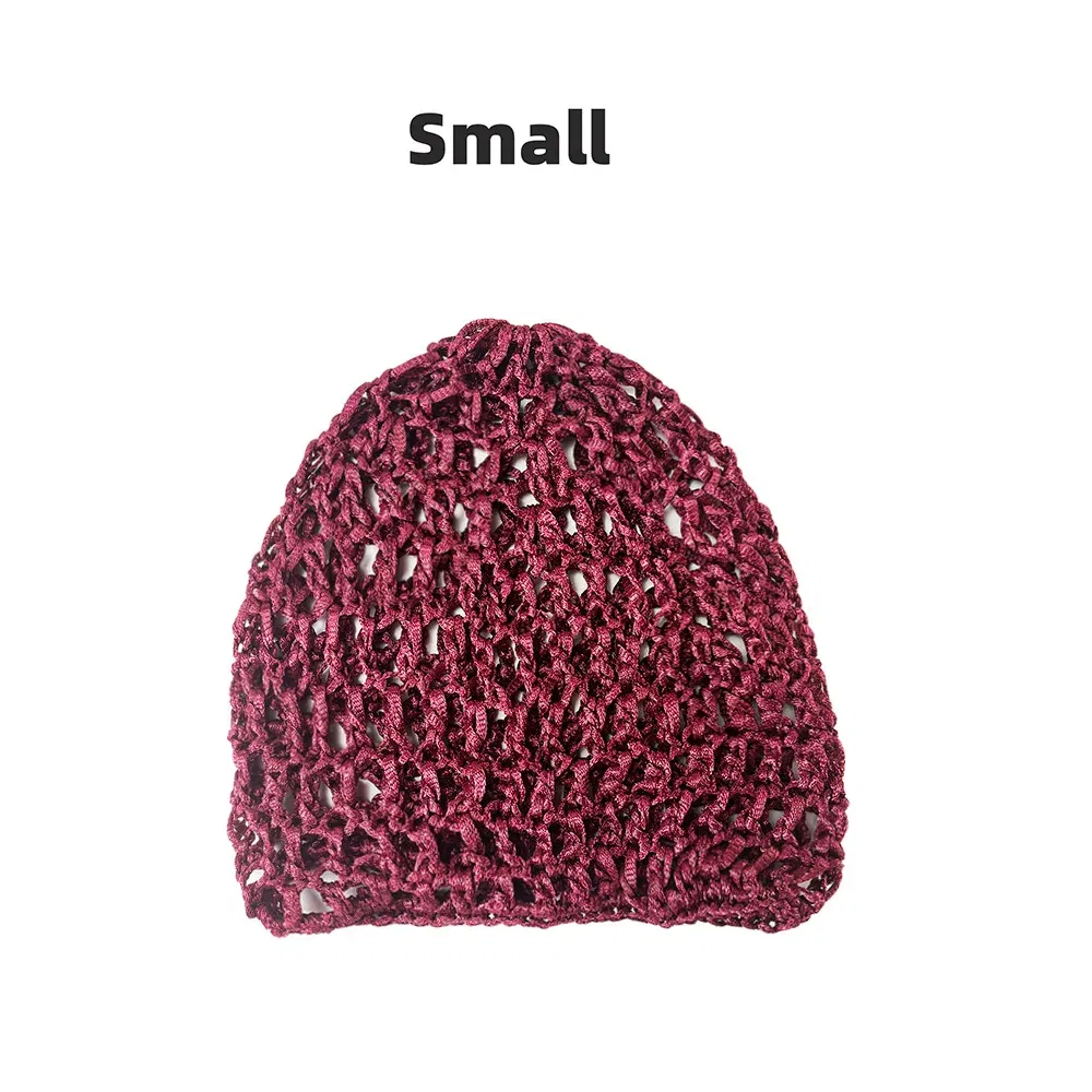 Color: black - Womens Mesh Hair Net Crochet Cap Stylish Bar Hair Net Hand-crocheted Silk Mesh Hair Accessories Hats Turban Night Cover Beanie