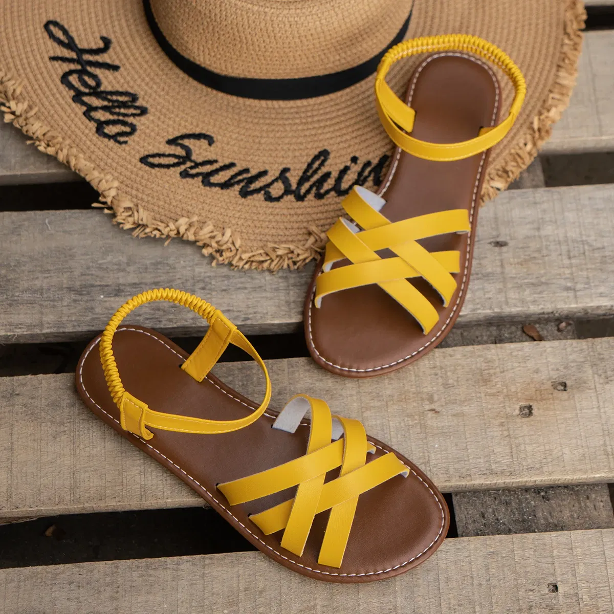Color: Blue, Shoe Size: 41 - Shoes for Women 2024 Summer New Women Flat Sandals Bottom Roman Strap Sandals with Non Slip Rubber Soles Ladies Daily Sandalia