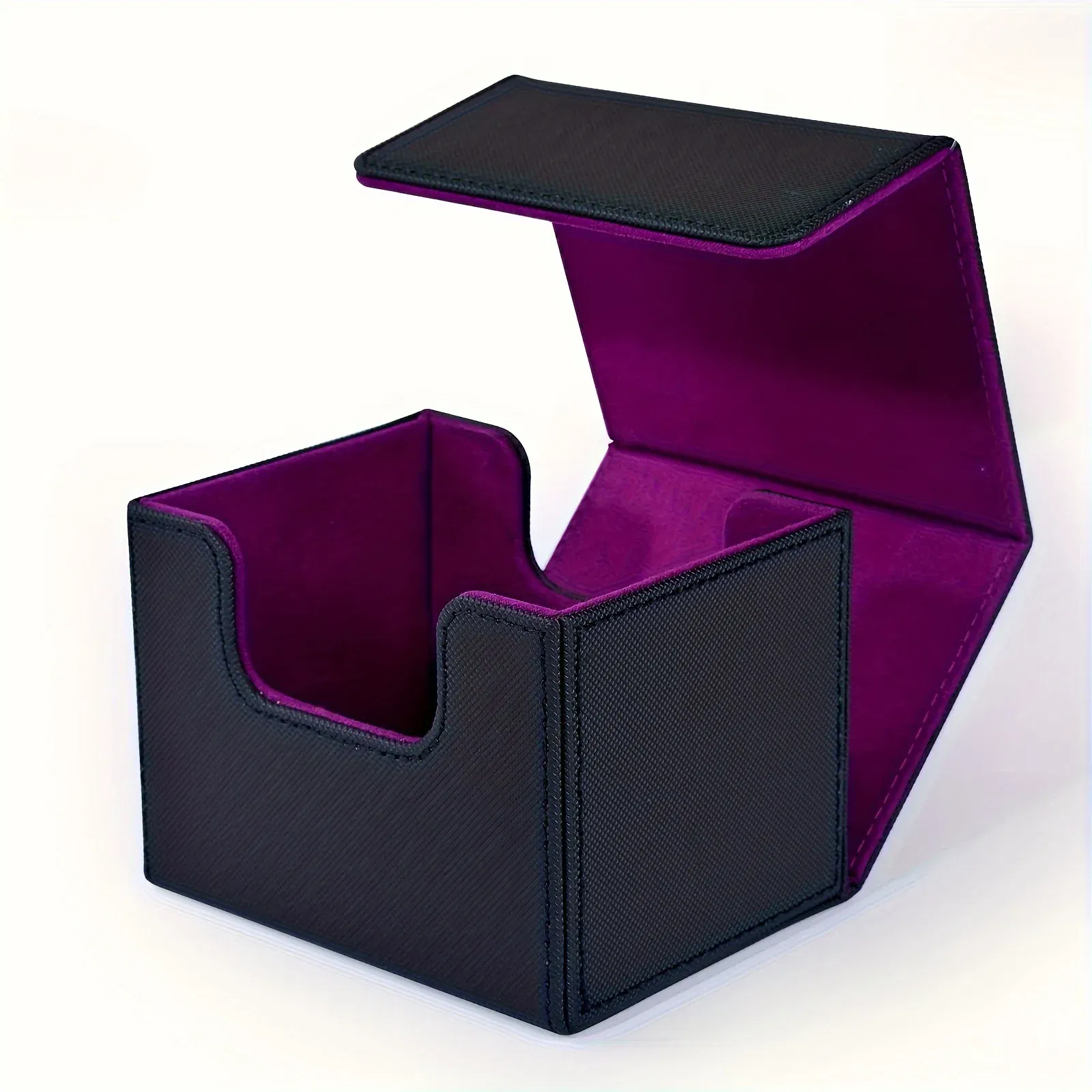 Color: PURPLE - Card Deck Box , Card Storage Box Fits 100 single  Sleeved Cards, PU Leather Strong Magnet Card Deck Case for TCG Cards