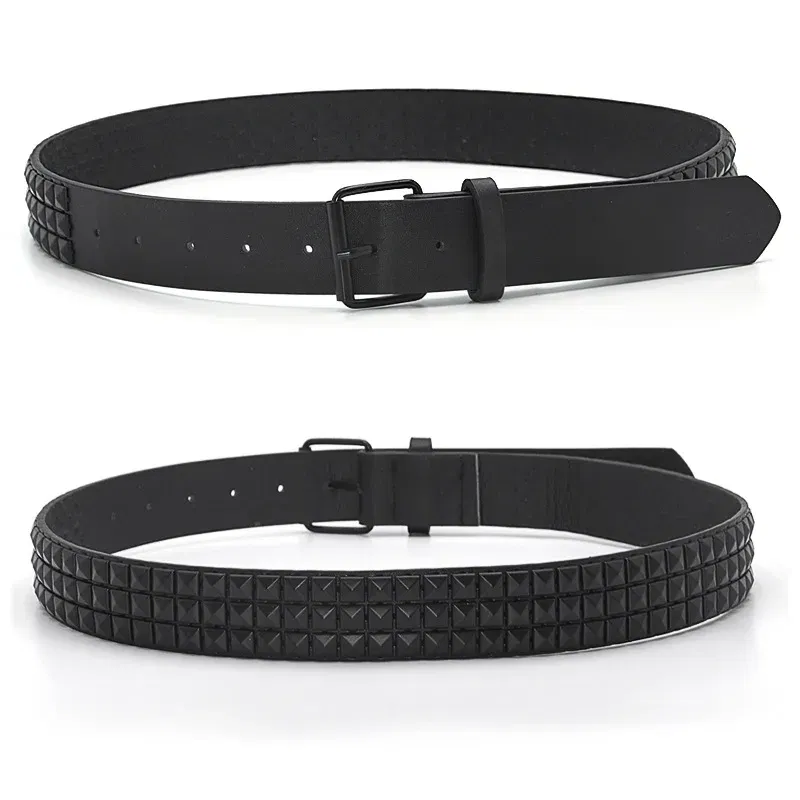 Color: Silver, Belt Length: 100cm - High Quality Rivet Belt Men&Women's Studded Fashion Versatile Belts Punk Rock With Pin Buckle Drop Decoration Black Hot Sale