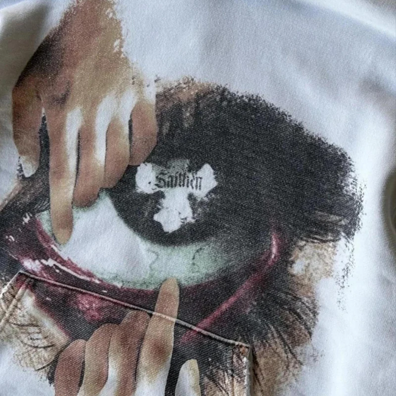 Color: WHITE, Size: S - Woman Sweatshirts Streetwear Y2K Hoodie Aesthetics Graphic Print Clothes Oversized Pullover Hoodie Sweatshirt Fall Clothes