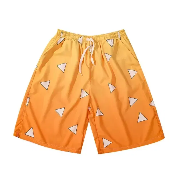 Color: Brown, Kid Size: 6 - Anime Demon Slayers Cosplay Clothes Kamado Tanjirou Zenitsu Shinobu Ventilate Printing Loose Individuality Shorts Sweatpants