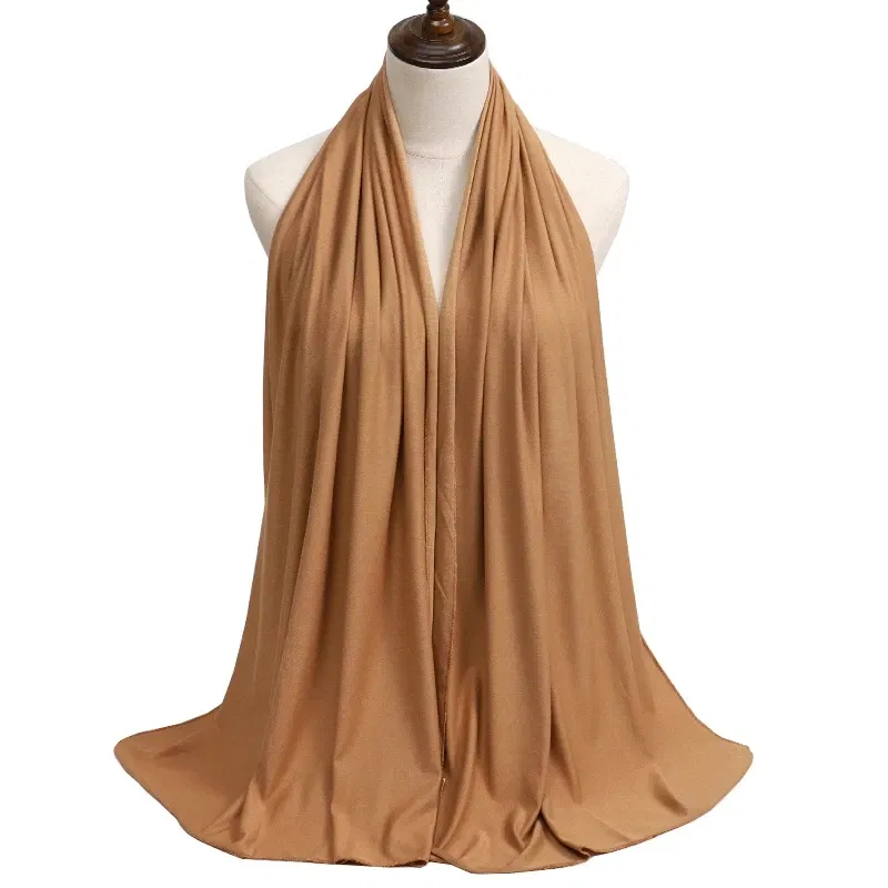 Color: lce grey - Modal Cotton Jersey Hijab Scarf Long Muslim Shawl Plain Soft Turban Tie Head Wraps For Women Africa Headband 170x60cm