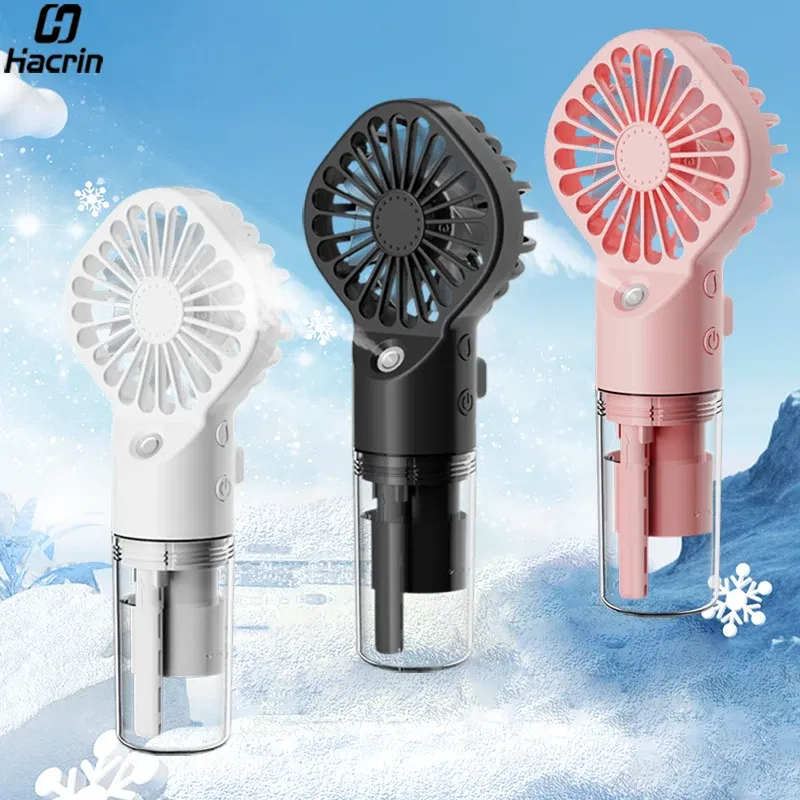Color: WHITE - Portable Humidifier Fan Handheld Mist Fan Portable USB Mini Handheld Fan with Water Humidifier Rechargeable Mini USB Hand Fans