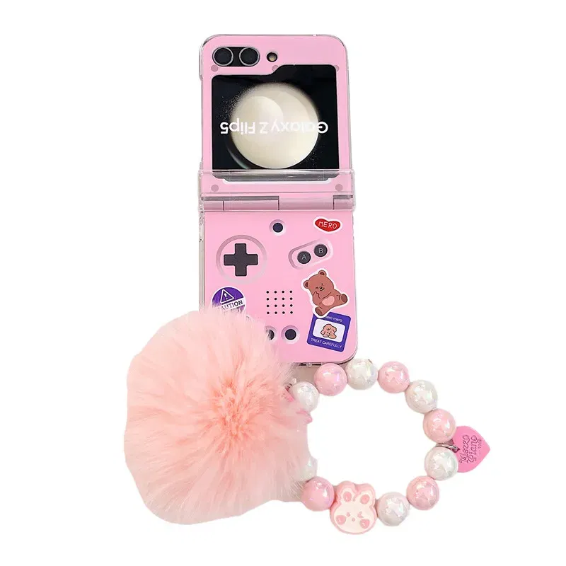 Color: Gold, Material: Nylon - Cute Bracelet Phone Cases For Samsung Galaxy Z Flip 3 4 5 6 7 FE Hard Plastic PC Plush Case For Samsung Z Flip5 ZFlip5