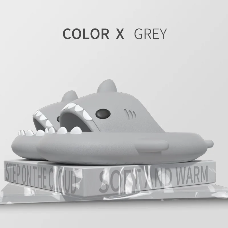 Color: Beige, Shoe Size: 36 - Shark Slides Women Slippers Men Flip Flops Home Couple Kids Bathroom Flat Shoes Outdoor Beach Funny Sandals Men Slippers