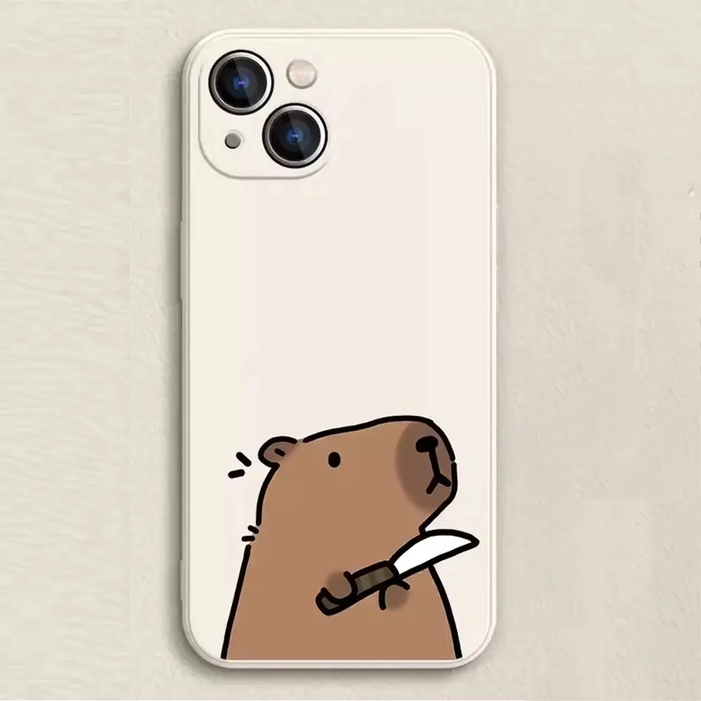 Color: SKY BLUE, Material: Plastic - Cartoon Animal Capybara Phone Case For Samsung Galaxy S10 S20 S21 S22 S23 S24 FE Plus Ultra Note 20 Couple Paired Silicone Cover