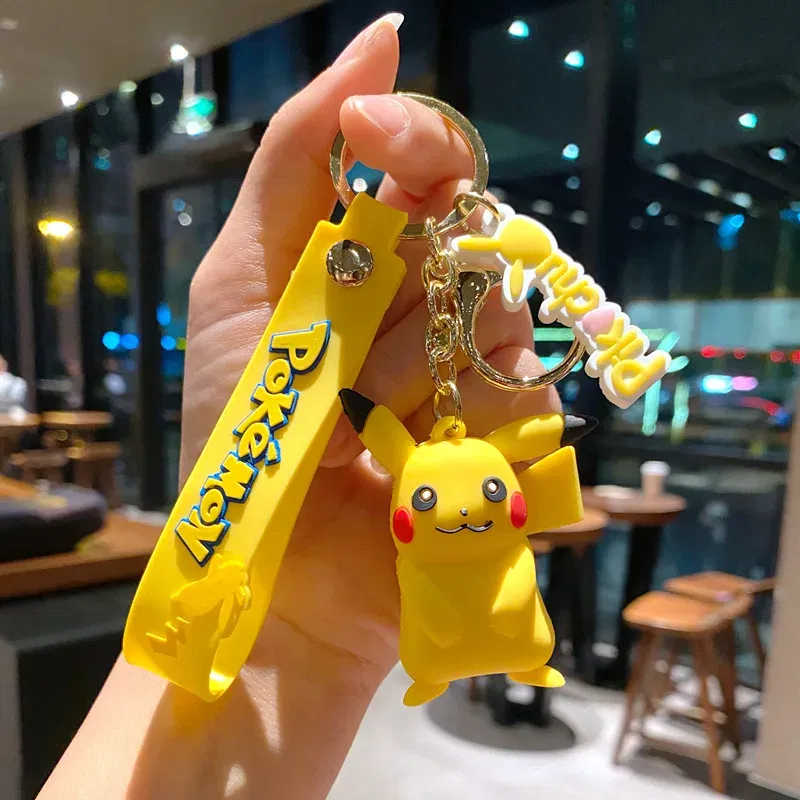 Color: WHITE, Size: 12cm - Pokemon Keychain Batch Pendant Pokemon Keyring Cute Pikachu Doll Bag Car Pendant for Birthday Kids Gift Toys Charm Bulk Gourd