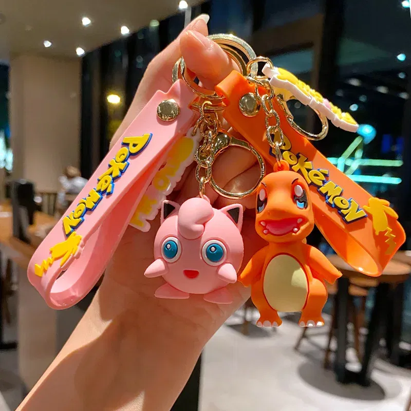 Color: WHITE, Size: 12cm - Pokemon Keychain Batch Pendant Pokemon Keyring Cute Pikachu Doll Bag Car Pendant for Birthday Kids Gift Toys Charm Bulk Gourd