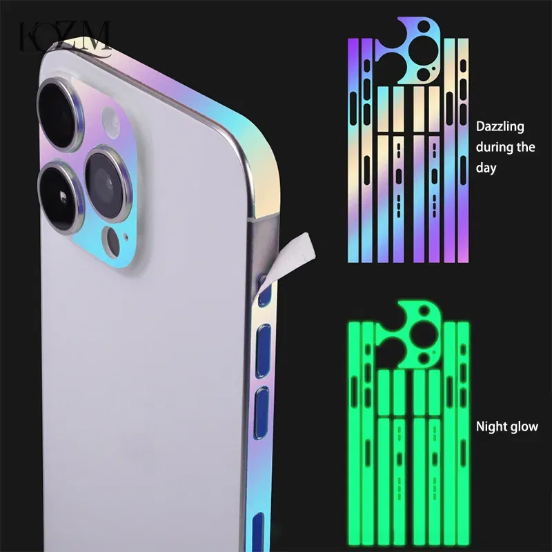 Color: Lucent - Luminous Edge Film Phone Frame Protective Sticker For IPhone 15 14 13 12 Pro Max Side Skin Anti-Scratch Border Protector