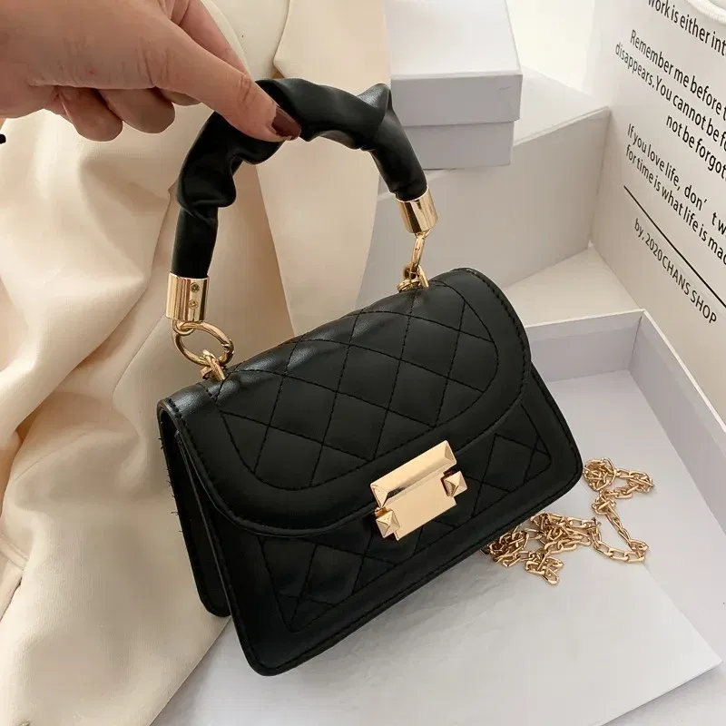Color: black, Size: Extra Large - Women's Bags Classic Fashion Handbag Small Square Chain Crossbody Bag crossbody bags for women handbags