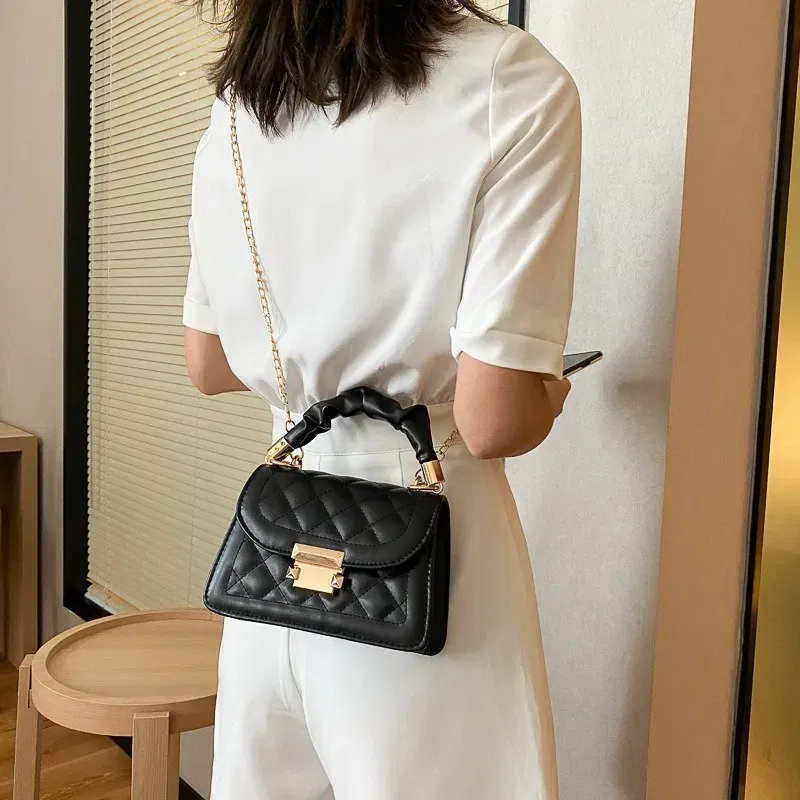 Color: black, Size: Extra Large - Women's Bags Classic Fashion Handbag Small Square Chain Crossbody Bag crossbody bags for women handbags