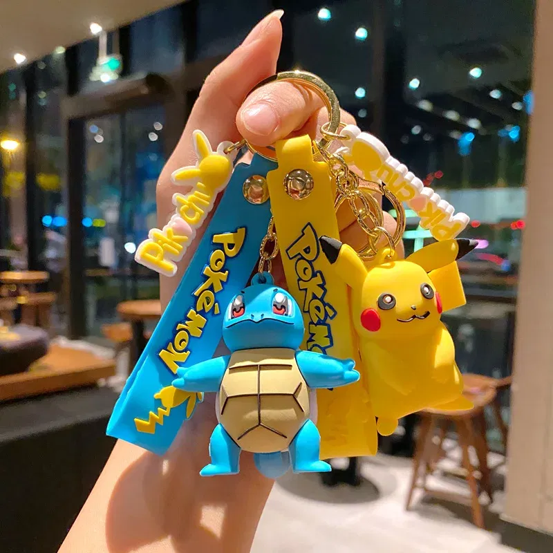 Color: GRAY, Size: 12cm - Pokemon Keychain Batch Pendant Pokemon Keyring Cute Pikachu Doll Bag Car Pendant for Birthday Kids Gift Toys Charm Bulk Gourd