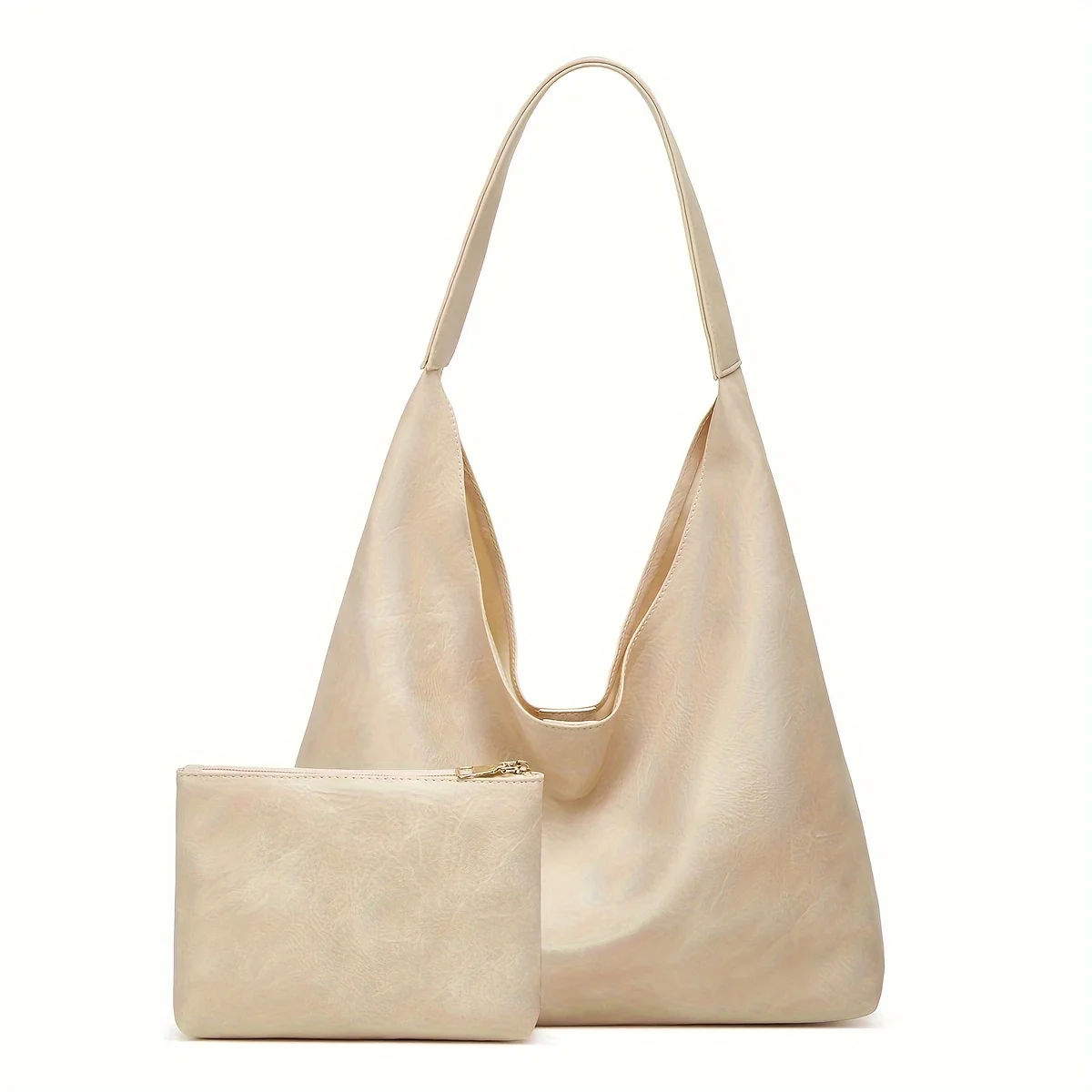 Color: Ivory, Size: L - New Tote bag 100 hand bill of lading shoulder women's bag retro simple large bag Tote bag