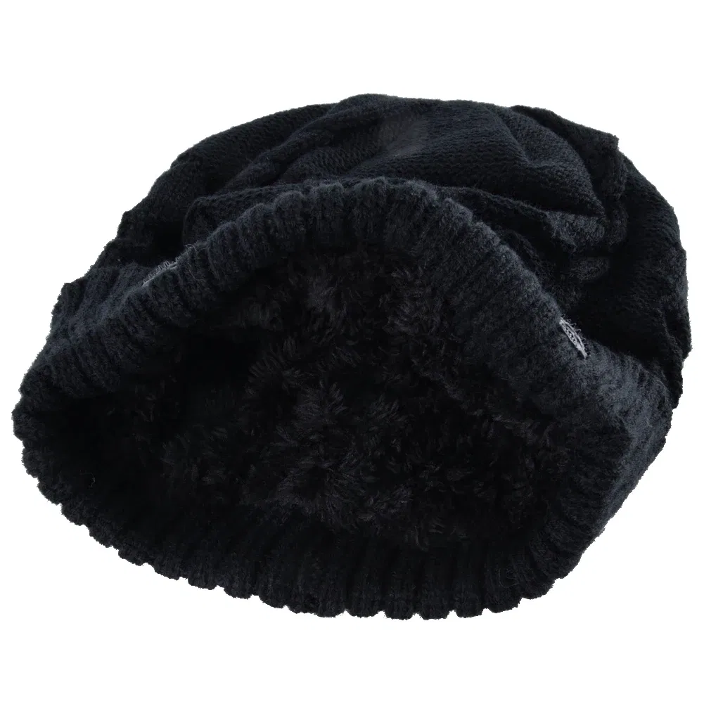 Color: Dark Grey, Size: 56/57 - Winter Beanies Men Knitted Skull Pattern Solid Color Hat With Metal Skulls Skullies Beanies Men's Knit Thick Hats Add Velvet