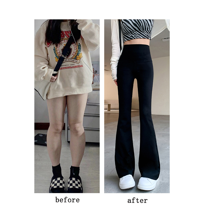 Color: black, Size: M - Women Flare Pants Slim High Waist Solid Sexy Shark Flare Pants Fashion Casual Streetwear Elastic Butt Lift Skinny Leggings