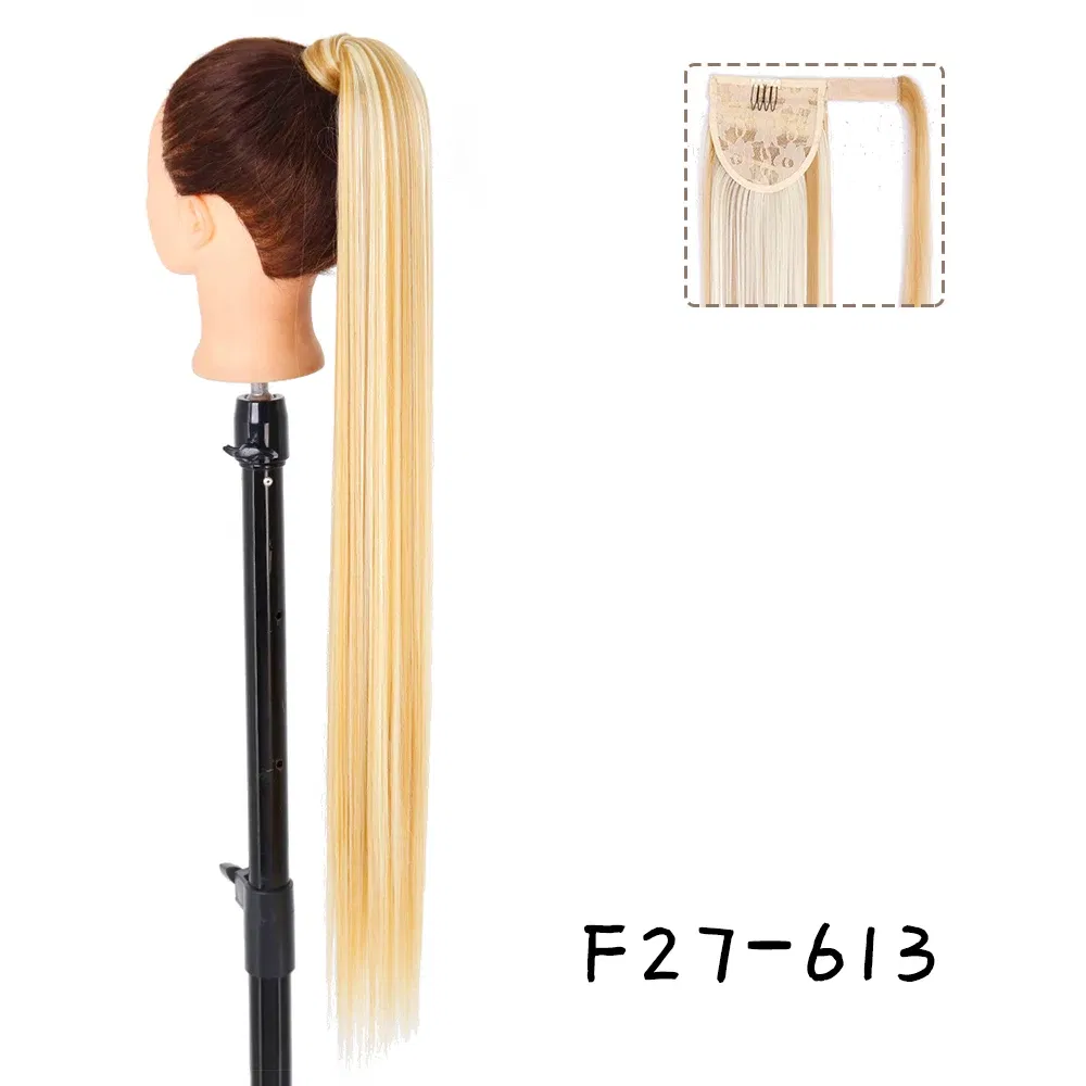 Color: Bug, Stretched Length: 22inches - AZQUEEN Straight Synthetic Hairpiece With Ponytail 85cm Super Long Wrap Around Clip In Hair Extensions Pony Tail For Daily Wear