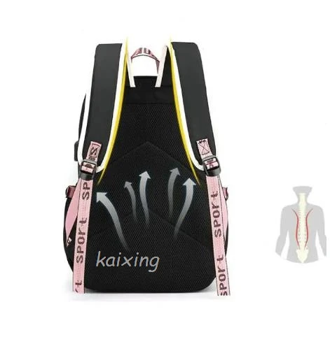 Color: black, Size: 17 Inches - Lovely Kuromi Melody Backpacks USB Cartoon Purple Printed Boy Girls School Bag Students Bookbag Teens Women Mochila Escolar Ni?±a