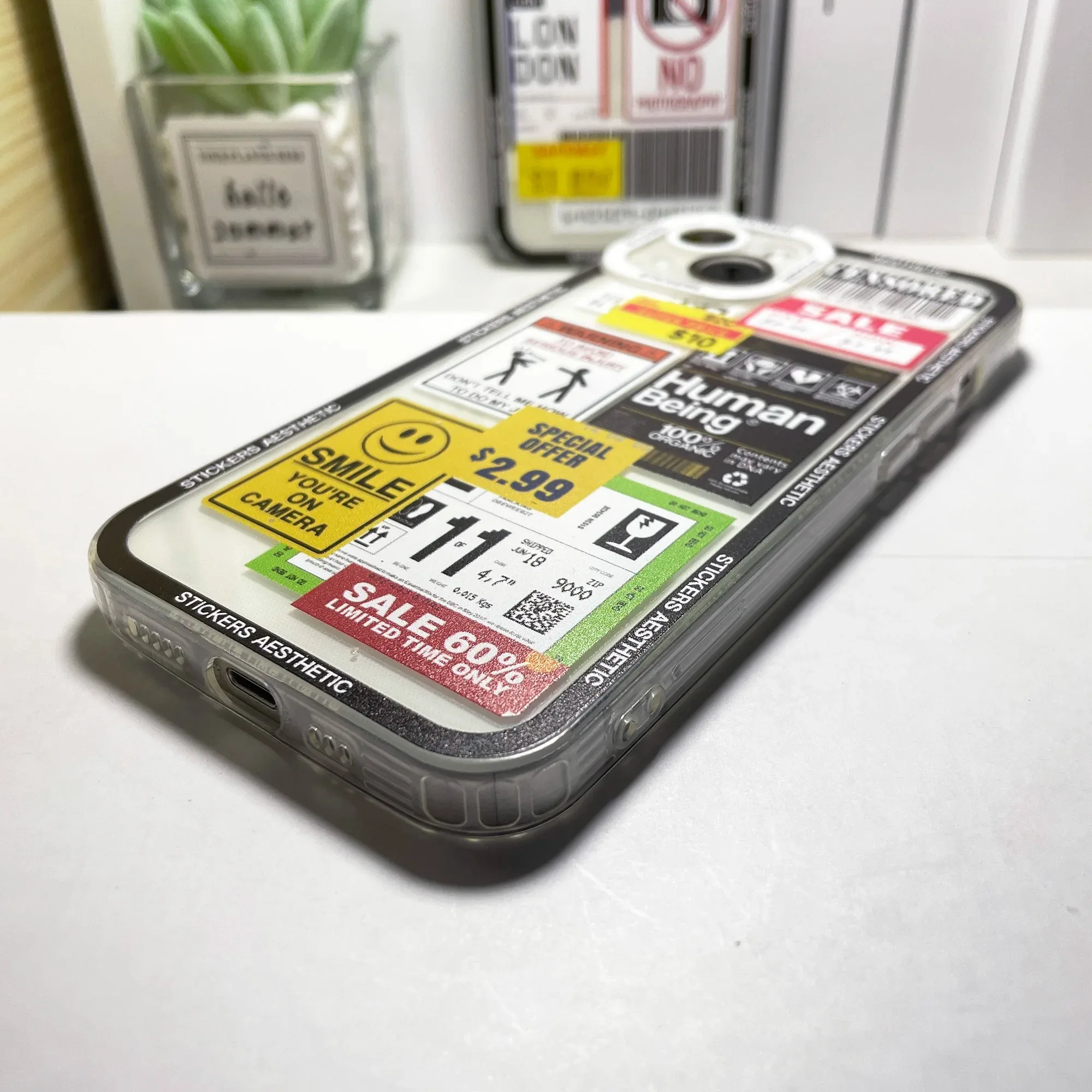 Color: Blue, Material: PU - Mix Labels Collage Stickers Aesthetic Phone Case For Samsung Galaxy S10 S20 S21 S22 S23 S24 FE Plus Ultra Note 20