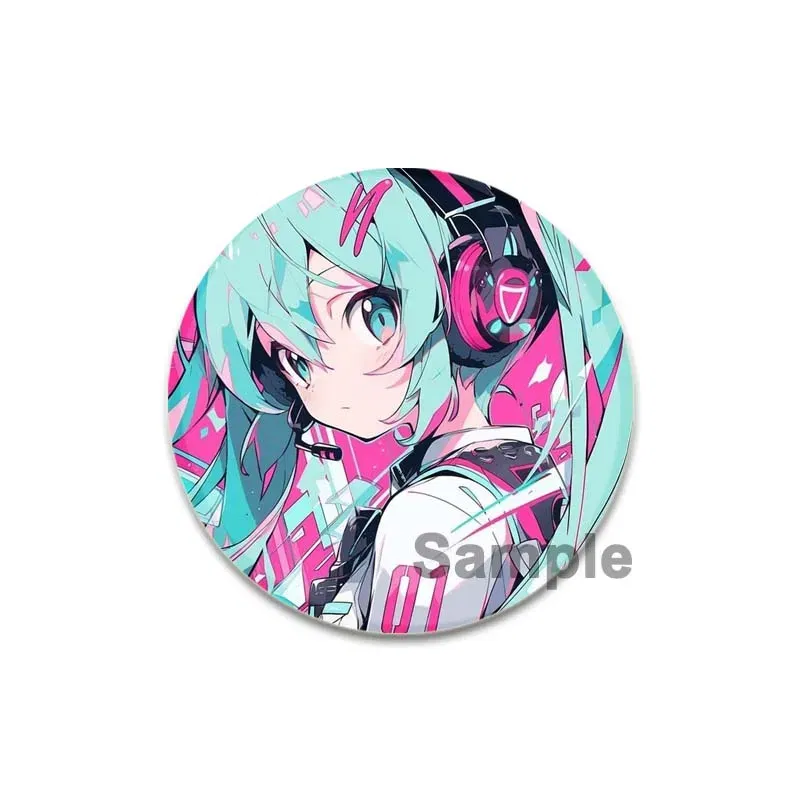 Color: Yellow, Size: M - 58/44/32mm Miku Anime Round Pins Cartoon Badges Cosplay Handmade Tinplate Brooch on Backpack Clothes Chest Ornament Gifts