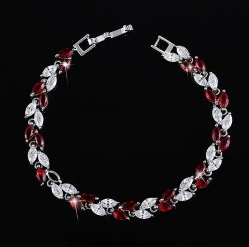 Metal Color: Black Zinc Plated - Fashion Exquisite Color Crystal Inlaid Ladies Charm Bracelet Engagement Wedding Jewelry