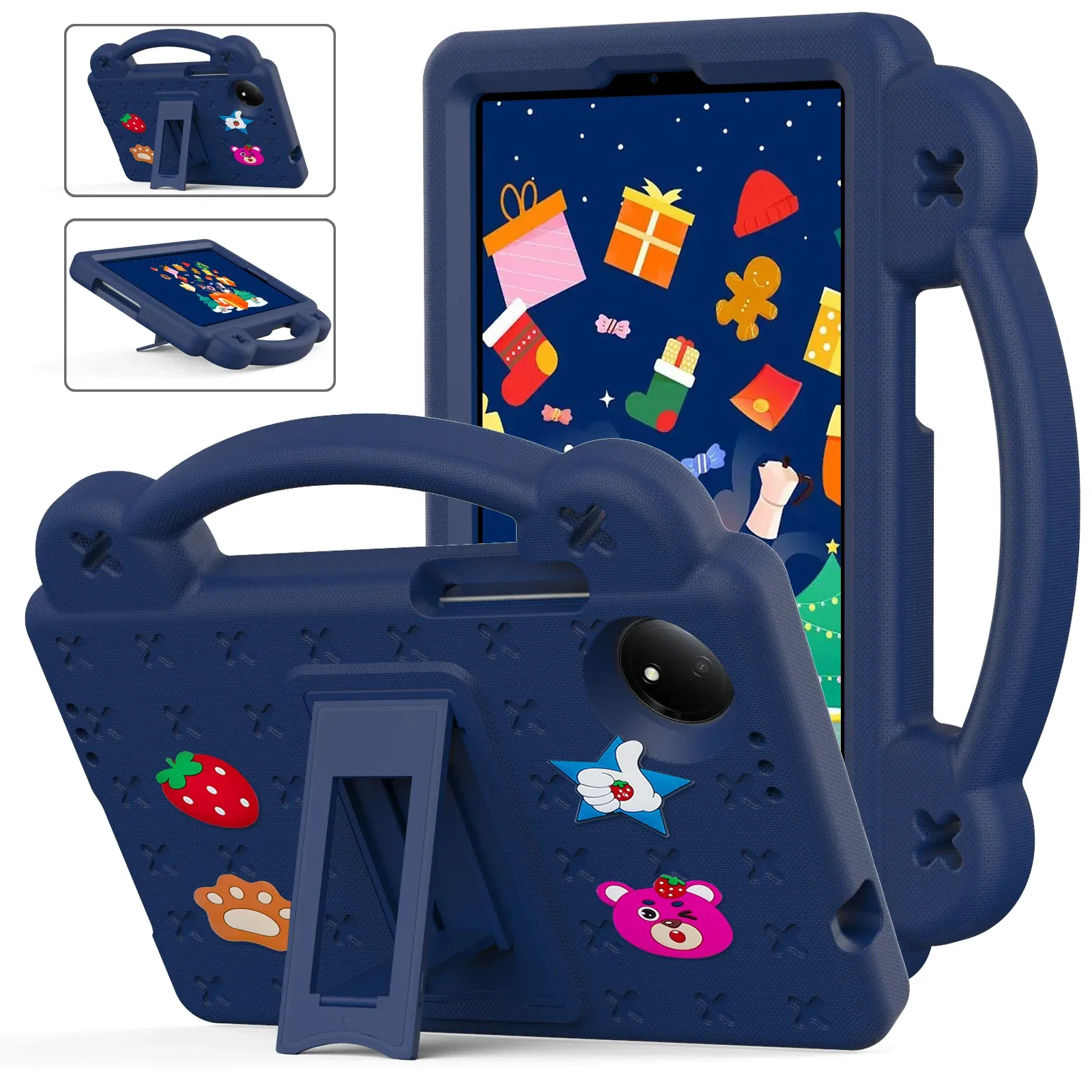 Color: Rose, Size: eleven - Kids EVA Handle Case for Xiaomi Redmi Pad SE 8.7 inch 2024 Shockproof Protective Cute Strawberry Bear Tablet Cover 8.7"
