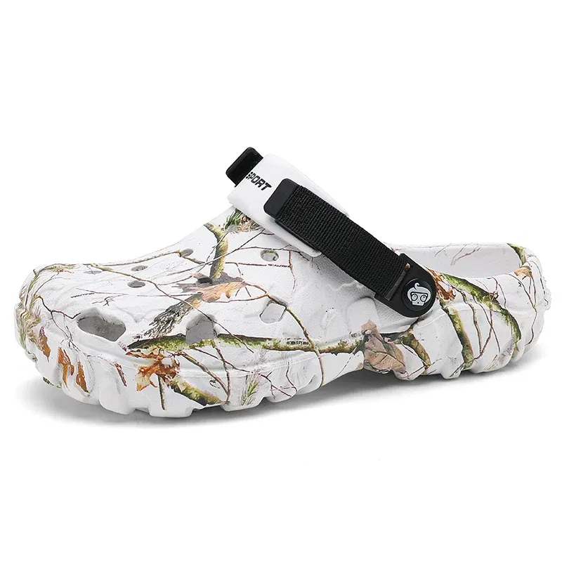 Color: Ivory, Shoe Size: 44 - Men Summer Slippers Thick Sole Mens Clogs Sandals Hollow Breathable Flip Flops Sandals Shoes Fashion Beach Slippers