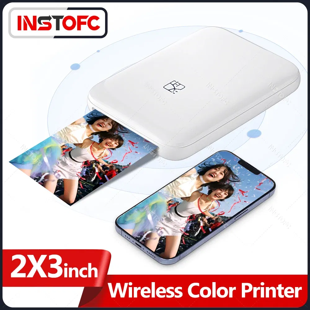 color: WHITE, Ships From: CHINA - Top MT53 Color Photo Wifi Printer Portable Mobile Phone Mini Bluetooth Handheld Pocket Printing Machine 2x3 inch Sticky-Backed