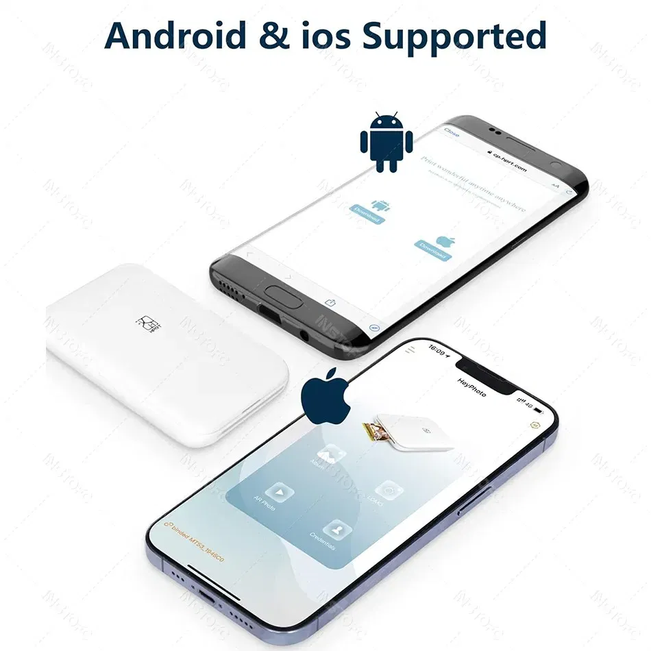 color: WHITE, Ships From: CHINA - Top MT53 Color Photo Wifi Printer Portable Mobile Phone Mini Bluetooth Handheld Pocket Printing Machine 2x3 inch Sticky-Backed