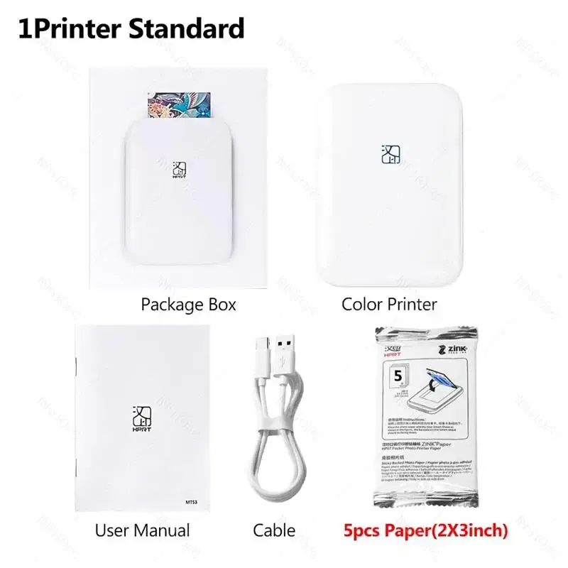 color: WHITE, Ships From: CHINA - Top MT53 Color Photo Wifi Printer Portable Mobile Phone Mini Bluetooth Handheld Pocket Printing Machine 2x3 inch Sticky-Backed