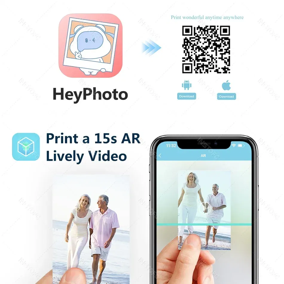 color: WHITE, Ships From: CHINA - Top MT53 Color Photo Wifi Printer Portable Mobile Phone Mini Bluetooth Handheld Pocket Printing Machine 2x3 inch Sticky-Backed