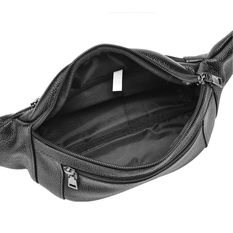 Color: black - Men's Genuine Leather Chest Bags Crossbody Bag Luxury Design Durable Pockets Chest Bag Business Men's Handbag Shoulder Bag