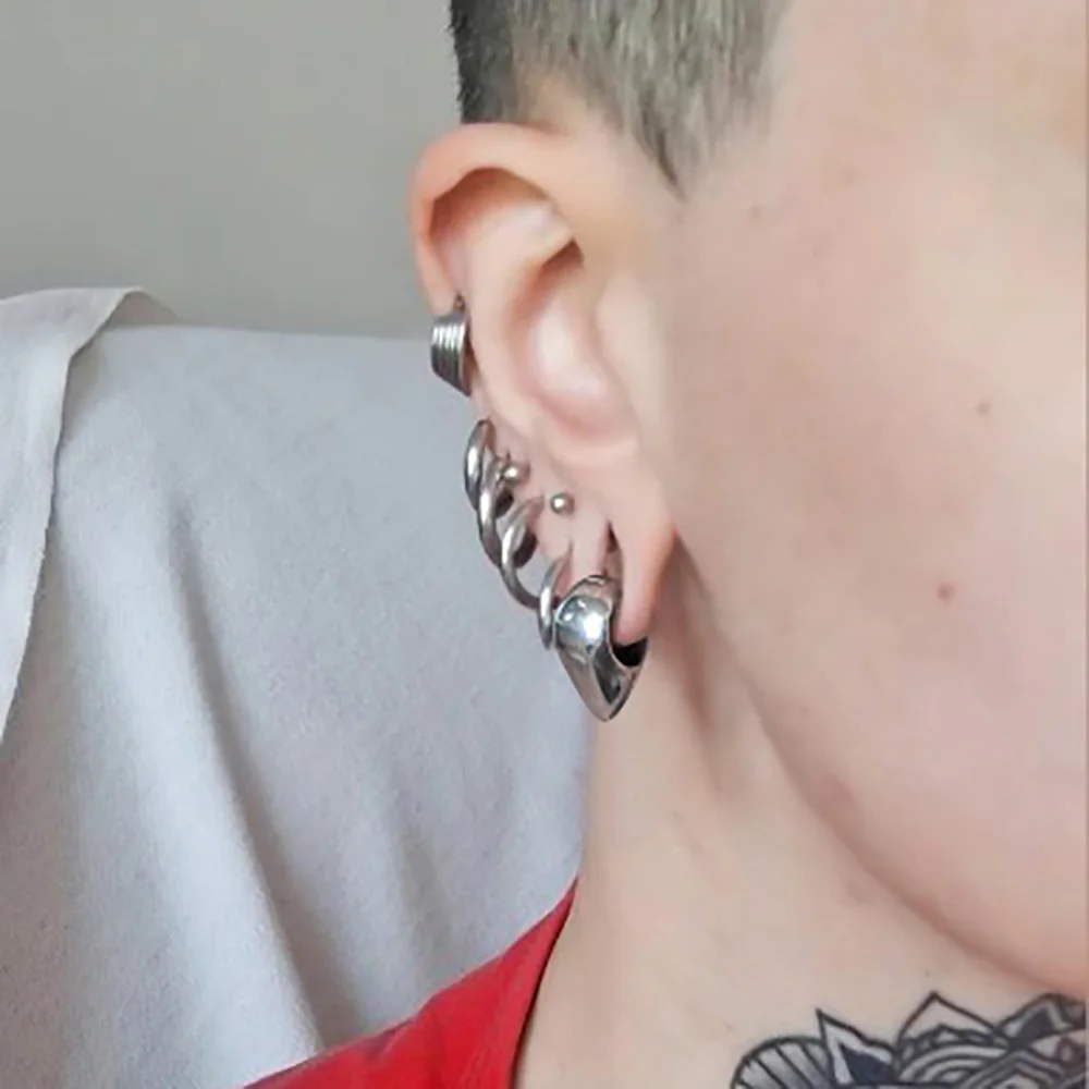 Metal color: Rhodium Plated, Main Stone Color: WHITE - Giga 00g Teardrop Stainless Steel Ear Expander Weights Gauges For Women, 10mm Ear Stretcher Hanger Piercing Body Jewelry