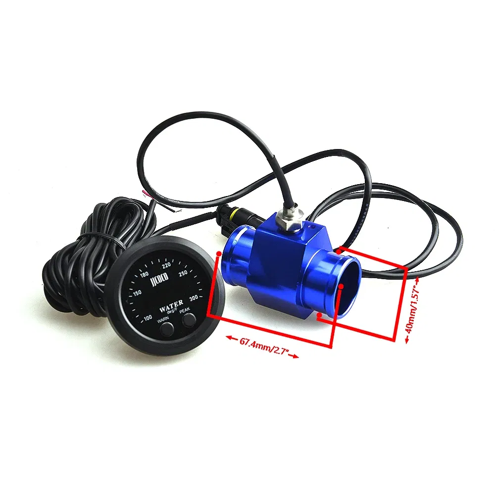Color: Orange - 52MM 12v Racing Car Ultra-thin Water Temperature Gauge And Water Temp Joint Pipe Sensor Adapter 1/8NPT