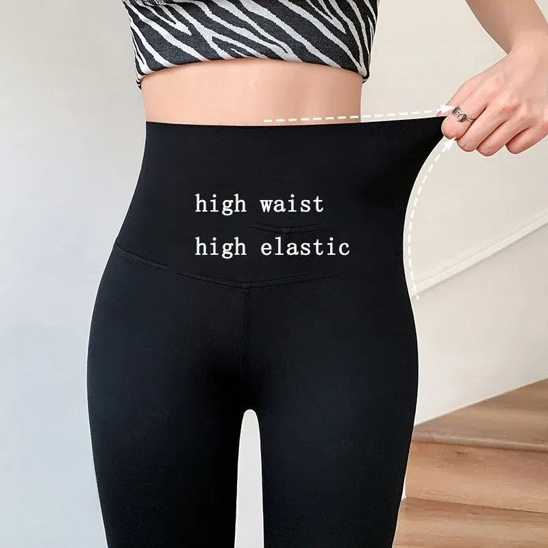 Color: black, Size: L - Women Flare Pants Slim High Waist Solid Sexy Shark Flare Pants Fashion Casual Streetwear Elastic Butt Lift Skinny Leggings