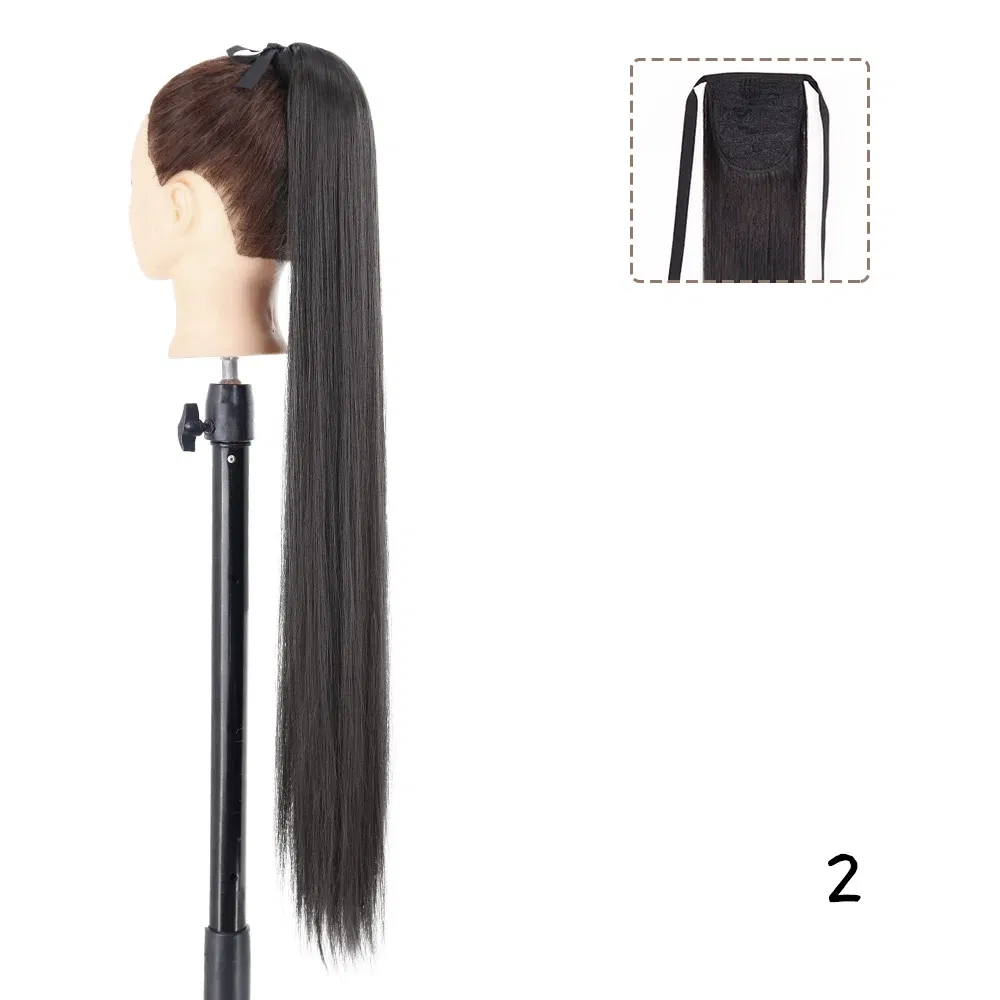 Color: OMBRE, Stretched Length: 34inches - AZQUEEN Straight Synthetic Hairpiece With Ponytail 85cm Super Long Wrap Around Clip In Hair Extensions Pony Tail For Daily Wear