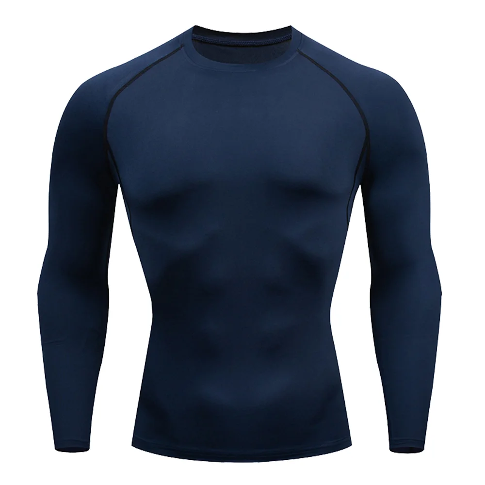 Color: green, Size: L - Men Bodybuilding Sports T-Shirt Quick Dry Running Shirt Long Sleeve Compression Top Gym T Shirt Men Fitness Tight Rashgad