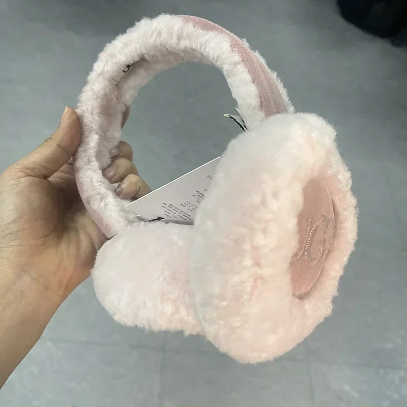 Color: WHITE - 1PC Solid Color Soft Plush Ear Warmer Winter Warm Earmuffs Fashion Ear Cover Outdoor Cold Protection EarMuffs Folding Earflap