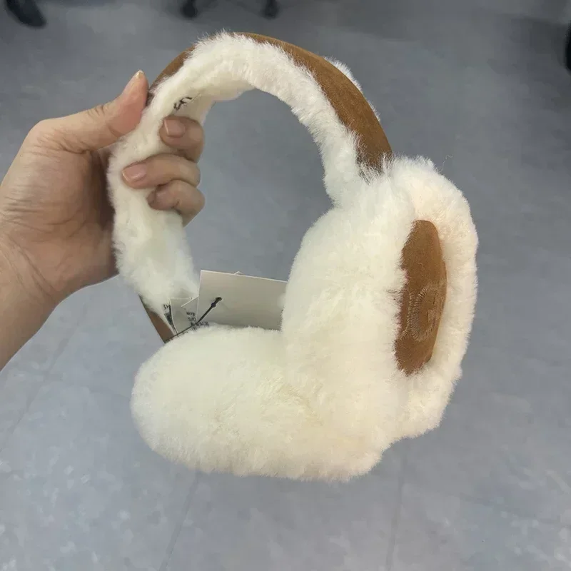Color: WHITE - 1PC Solid Color Soft Plush Ear Warmer Winter Warm Earmuffs Fashion Ear Cover Outdoor Cold Protection EarMuffs Folding Earflap