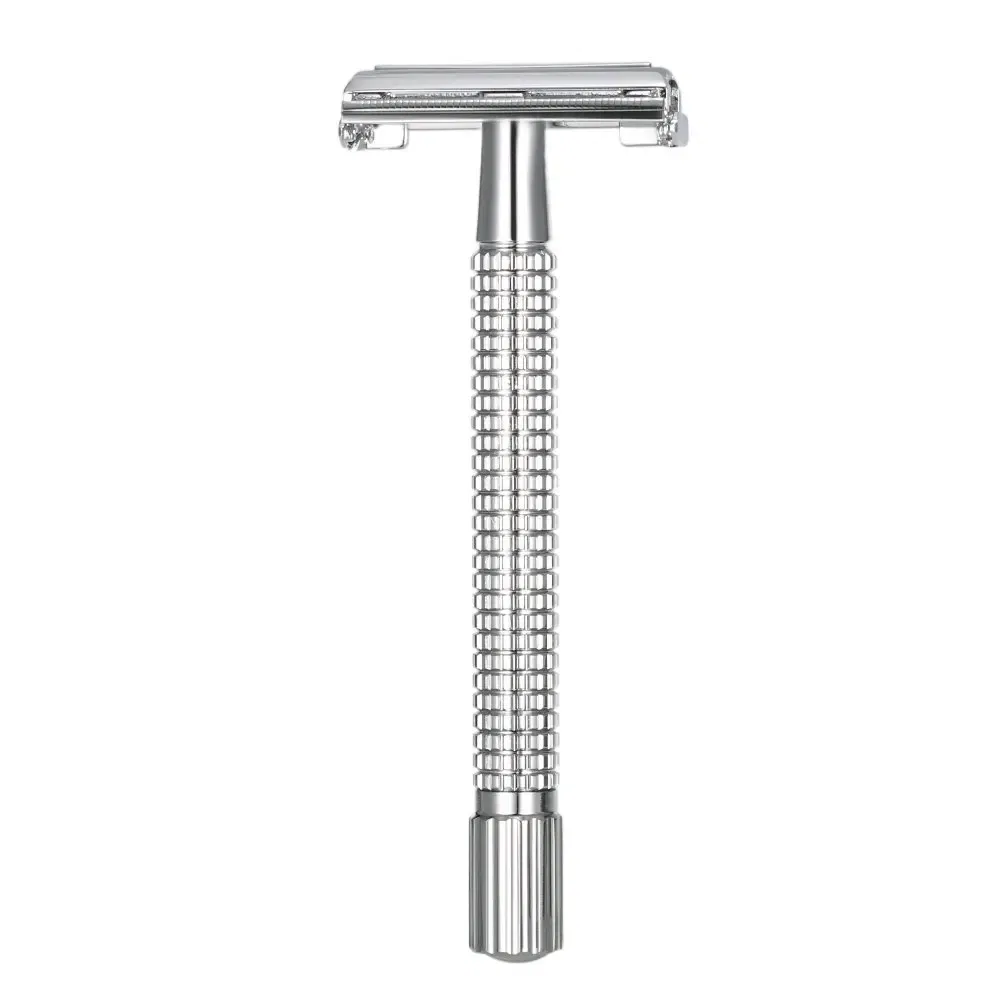 Color: Gold - Weishi Double Edge Safety Razor Long Handle Butterfly Open Classic Safety Razor manual razor  barber shaving 1 Handle & 5 blades