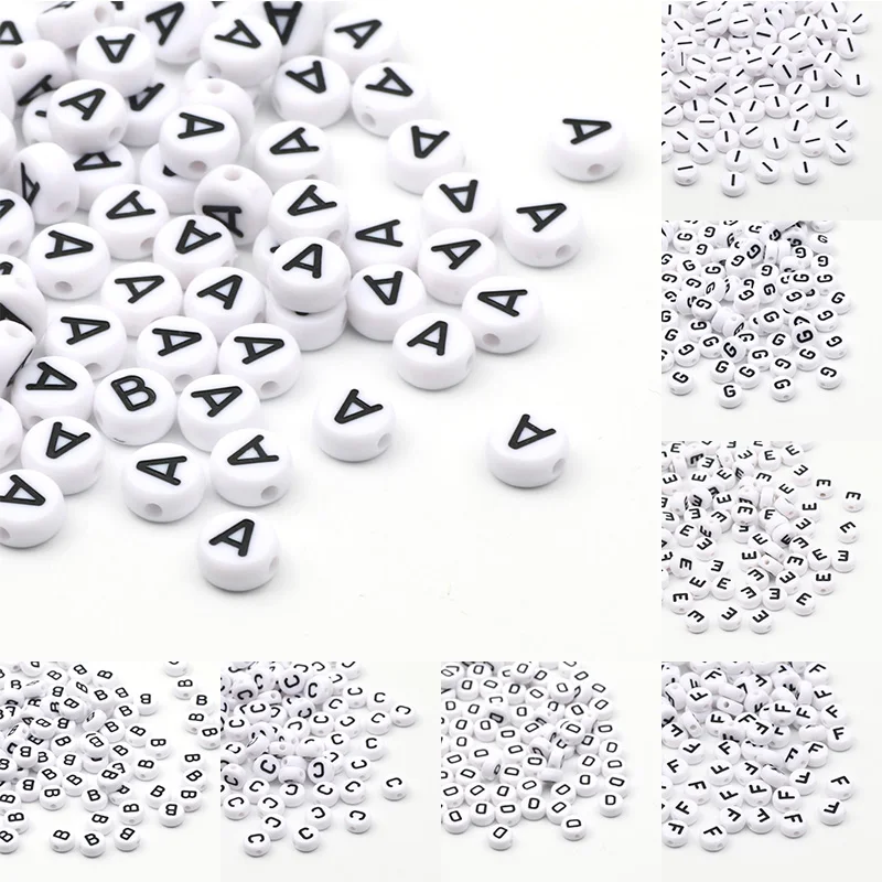 Color: Pink, Item Diameter: 2mm - 50/100pcs/lot 7x4mm White Round A-Z Alphabet Letter Acrylic Loose Spacer Beads for Jewelry Making Diy Bracelet Accessories