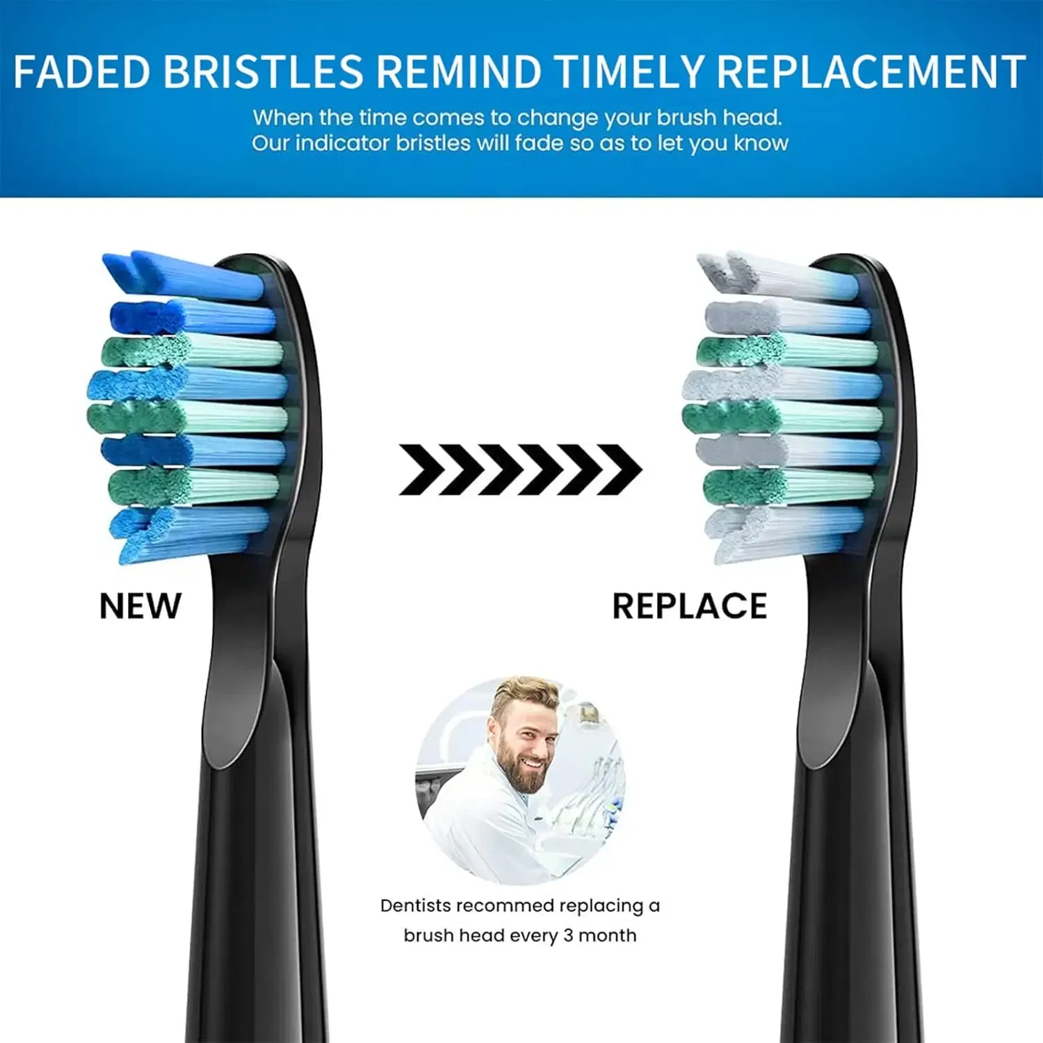 Color: MULTI - 10PCS Fairywill FW-E11 E10 E6 D7S Electric Toothbrush Replacement Brush Heads,Compatible with fairywill E11 Electric Toothbrush