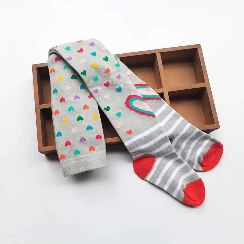 Color: GRAY, Size: M - 1 PCS Autumn Winter Children Stripe Pantyhose Stockings Baby Girls Christmas Tights Kids Masquerade Party Children's Clothes
