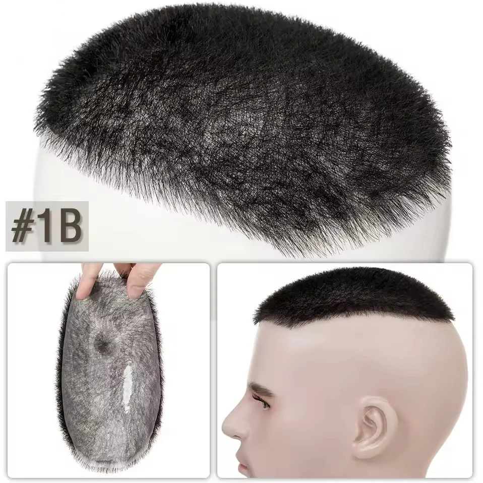 Toupee Color: 1820#, Toupee Design: free - Men's Short Hair Wig Piece with PU Around Hair Men's Wig Replacement System Prosthetic Hair Wig Male Pieces For Men Baldness