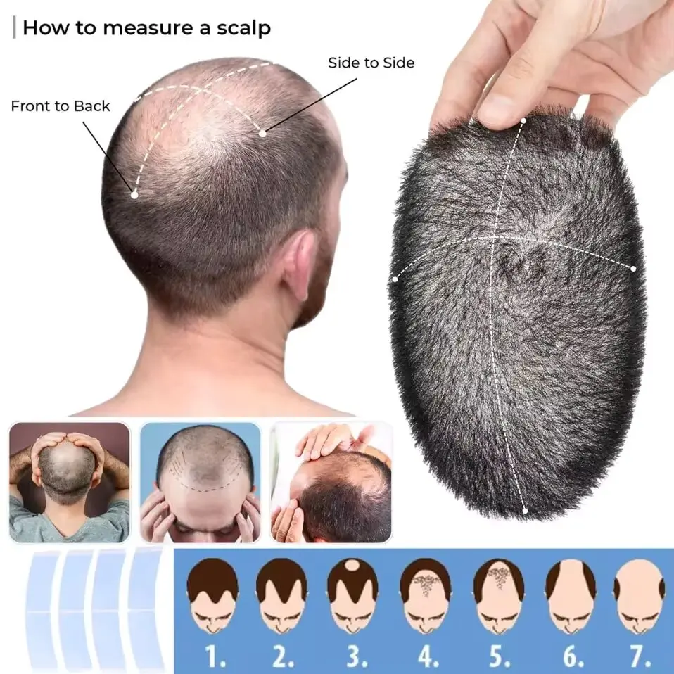 Toupee Color: 1820#, Toupee Design: free - Men's Short Hair Wig Piece with PU Around Hair Men's Wig Replacement System Prosthetic Hair Wig Male Pieces For Men Baldness