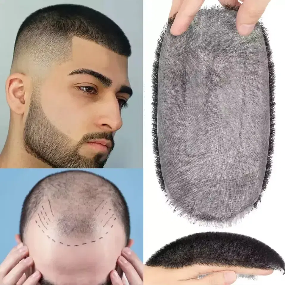 Toupee Color: 1820#, Toupee Design: free - Men's Short Hair Wig Piece with PU Around Hair Men's Wig Replacement System Prosthetic Hair Wig Male Pieces For Men Baldness