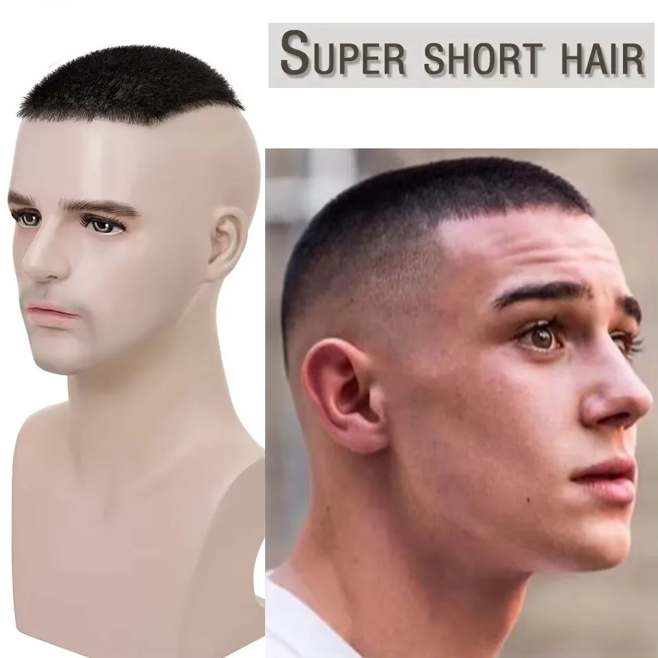 Toupee Color: 1820#, Toupee Design: free - Men's Short Hair Wig Piece with PU Around Hair Men's Wig Replacement System Prosthetic Hair Wig Male Pieces For Men Baldness