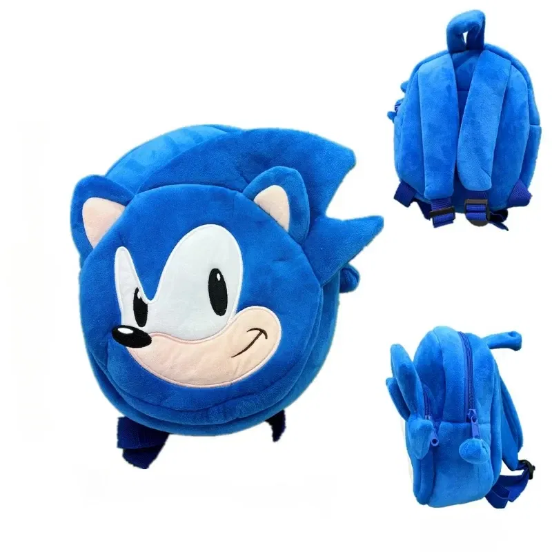 Color: WHITE - Gifts Hedgehog Sonic Backpack High Appearance Game Kindergarten Children Plush Coin Purse Anime Cartoon School Bag Mochila