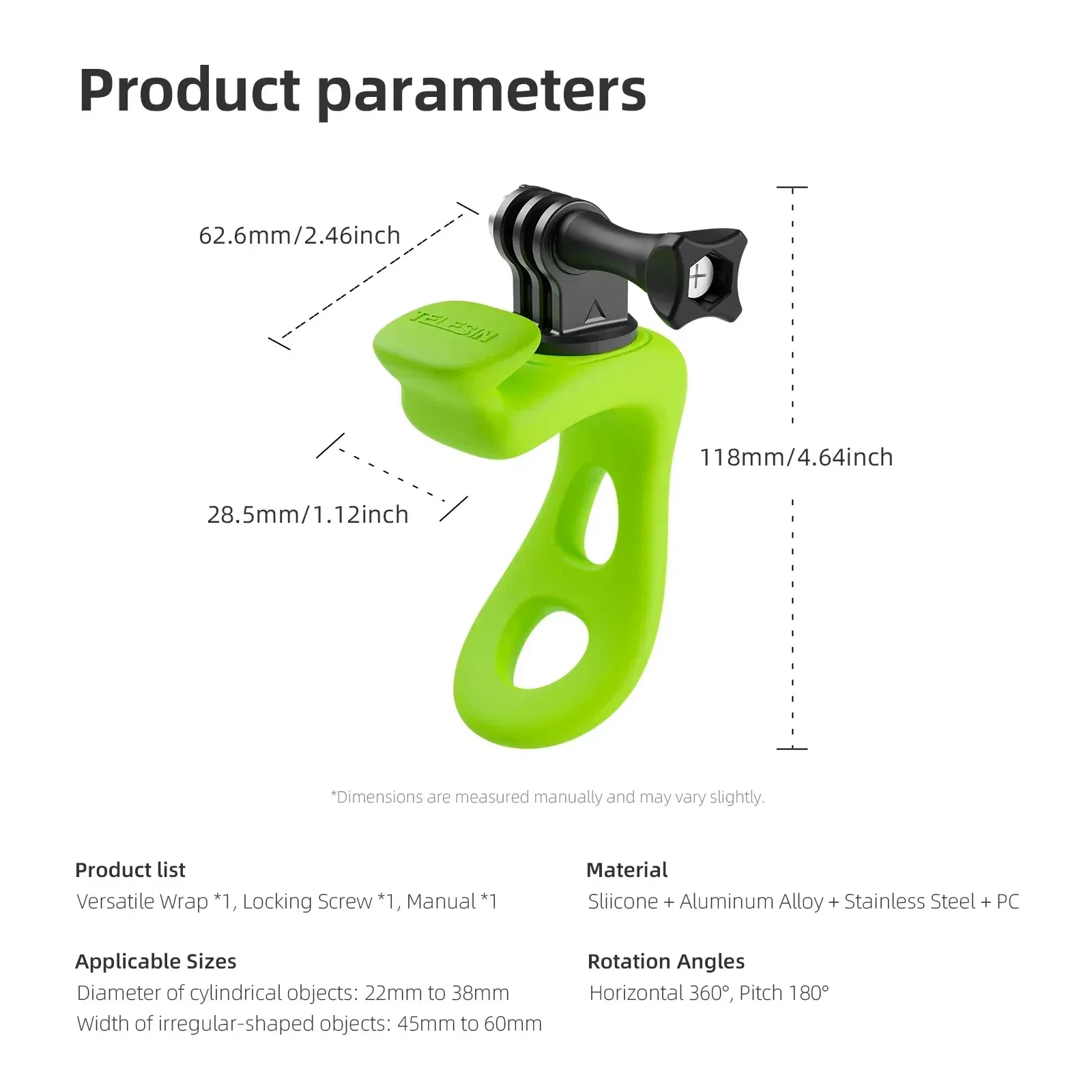 Colour: black color - TELESIN Mini Flexible Bracket Adjustable Silicone Mount for Gopro Hero 13 12 11 10 9 8 MAX DJI OSMO Action 5 4 3 Insta360 X4 X3