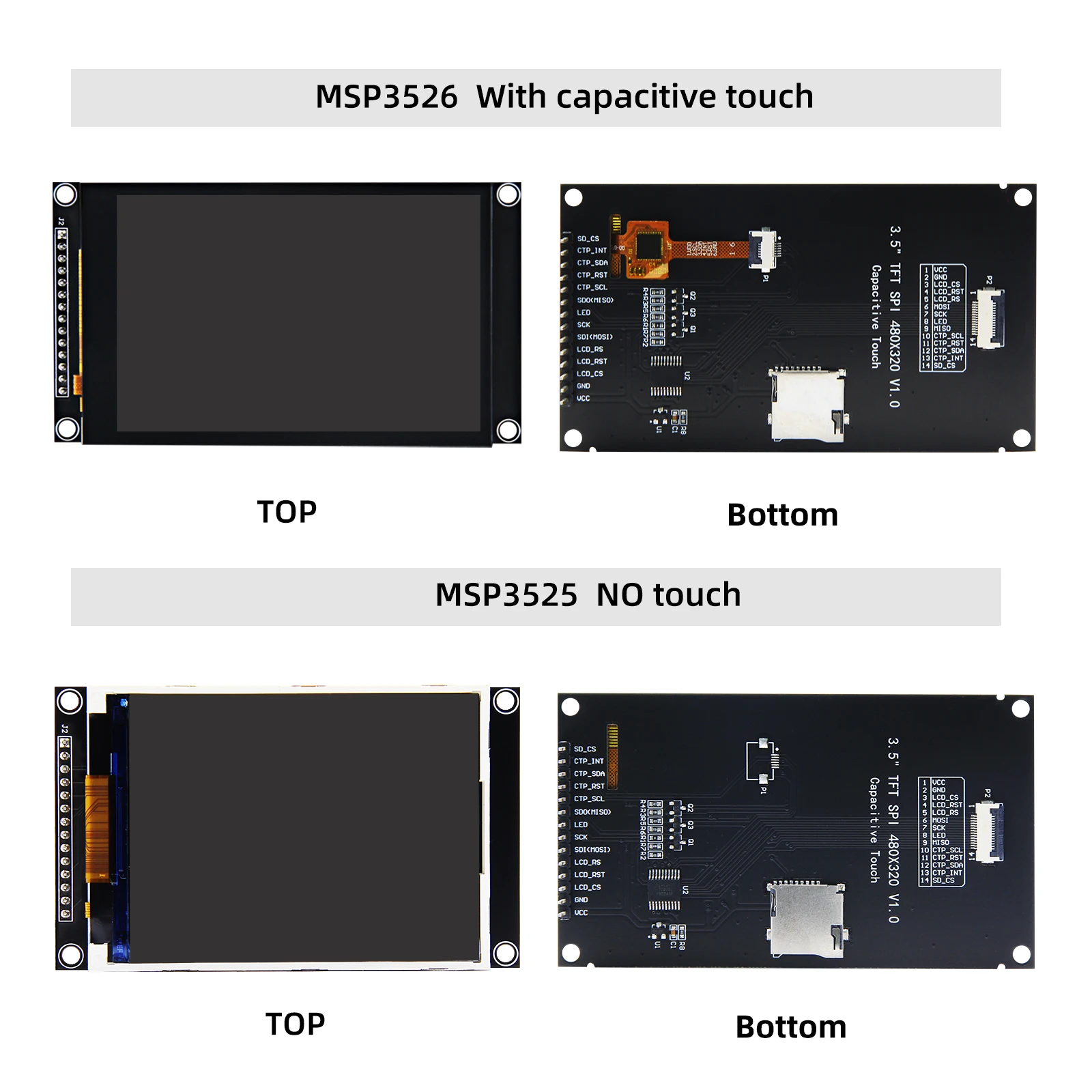 Color: GRAY - 3.5 inch SPI TFT LCD Screen Colorful IPS capacitive Touch Display Module ST7796 320*480 IPS For Esp32&arduino